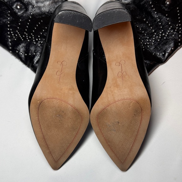 Jessica Simpson Black Bazil Studded Silver Western Pointed Toe Booties 7 - Picture 7 of 8